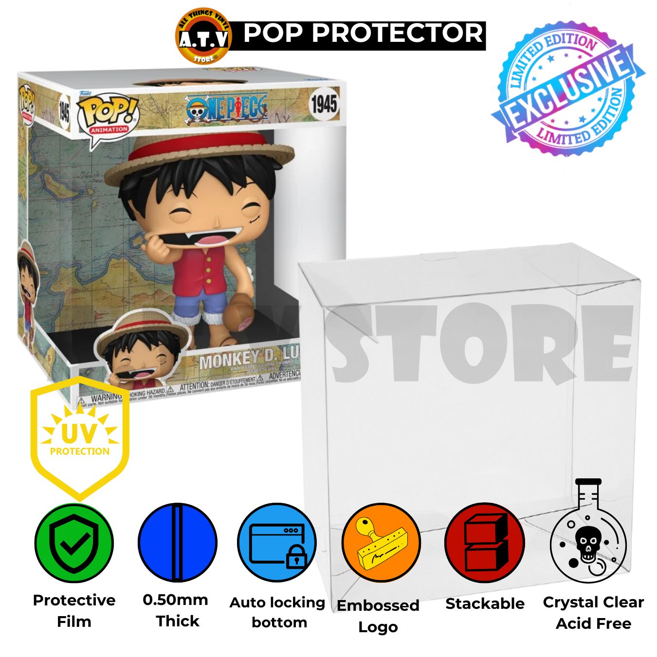 Monkey D. Luffy 1945 One Piece Funko Pop Protector ATV UV Case