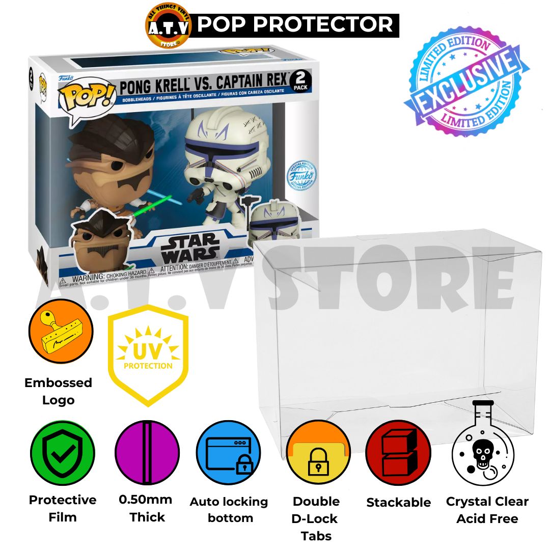 Star Wars Pong Krell vs Captain Rex Funko Pop 2-Pack Protector ATV