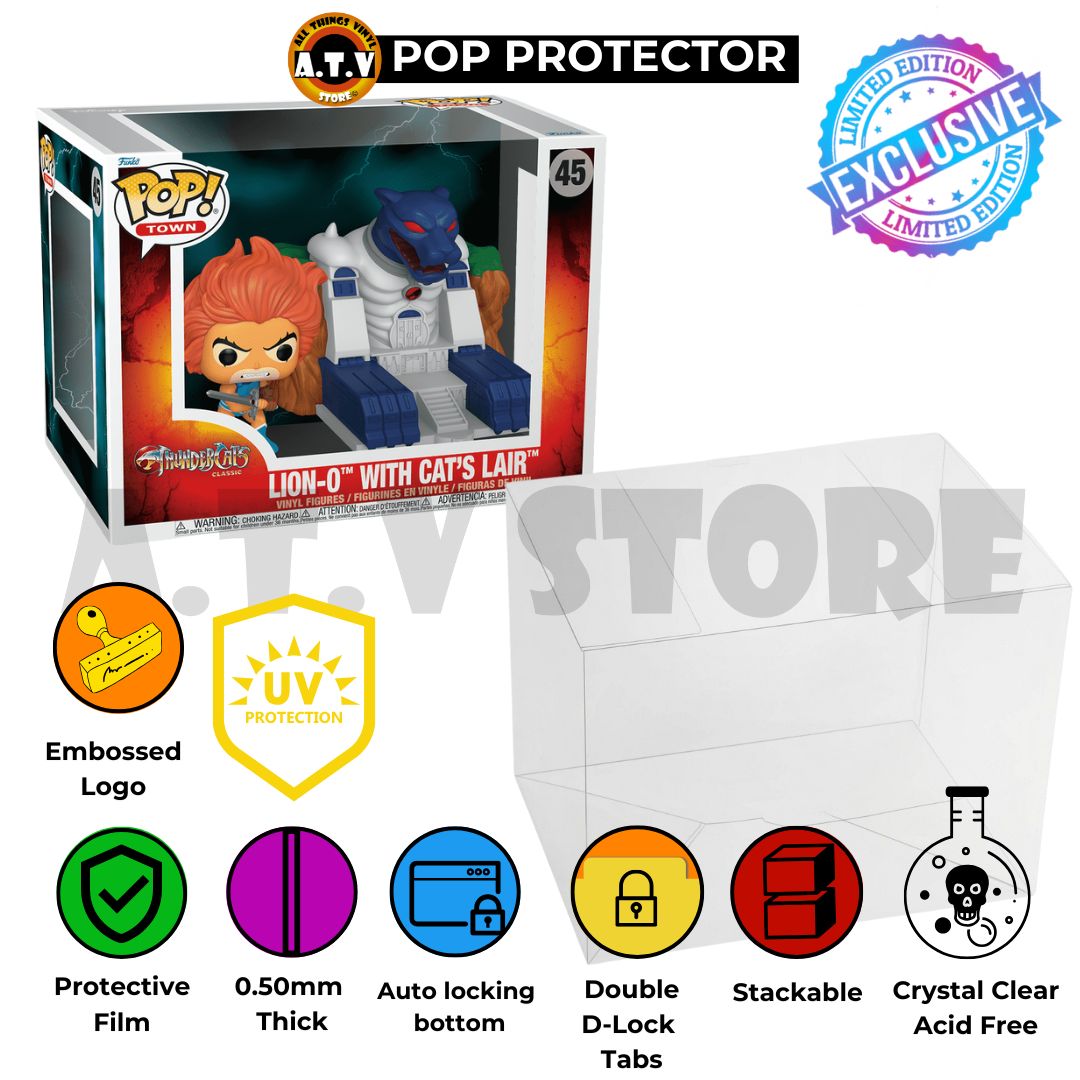 Lion-O with Cat's Lair Pop Town UV Protector