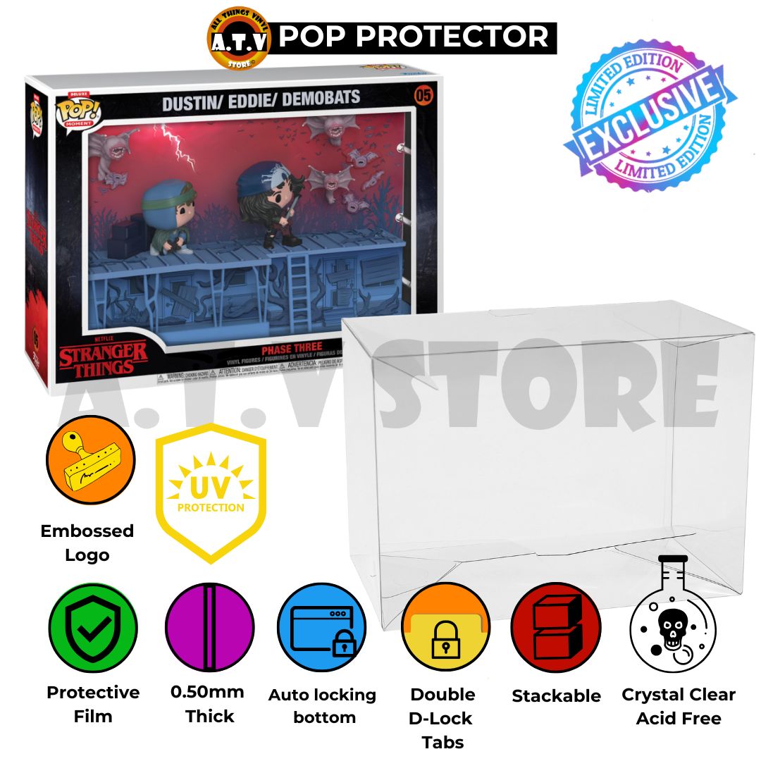 Stranger Things Dustin Eddie Demobats Scene Funko Pop Protector ATV
