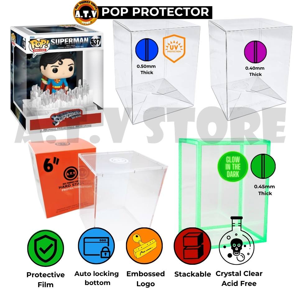 Funko Deluxe Superman Fortress of Solitude Pop Protector Options ATV